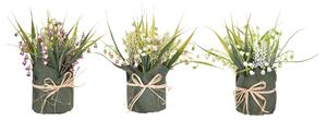 Set 3 Piantine Mughetto Artificiale con Vaso H 27,5 cm