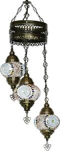 Lampada a sospensione Mosaico orientale in colori misti - Altezza 70 cm, larghezza 20 cm, diametro 13,5 cm - Attacco E14