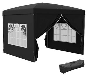 Outsunny Tendone da giardino tenda da ricevimento barnum pop-up pieghevole 3 x 3 m 4 pareti rimovibili + sacca per il trasporto nero