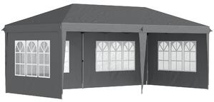 Outsunny Pergola pop-up pieghevole - tettoia per eventi - 3 x 6 m 3 lati rimovibili grigio