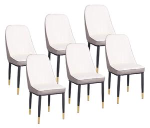 Set 6 Sedie Imbottite 45x42x92 cm in Similpelle Bianchi