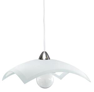 Sospensione 40X40 1xE27 Montatura Bianco-Cromo Vetro Lastra Bianco E-Energy Tobia