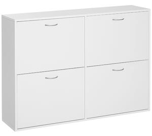 Scarpiera Salvaspazio Capacità 24 Paia in Legno Bianco 120x24x81 cm