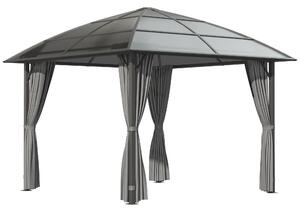 Outsunny Gazebo da giardino con 8 picchetti e ordini di fissaggio, struttura in alluminio e impermeabile UV, 3 x 3 m, grigio scuro | Aosom Italy