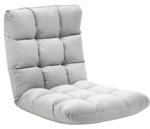 Poltrona Relax da Terra 71x55x53,5 cm Schienale Reclinabile in Flanella Poliestere Grigio Chiaro