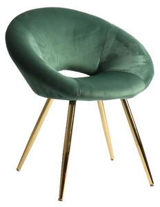 Poltrona 66x61x76 cm in Tessuto Vellultato Oro/Verde Scuro