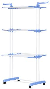 Stendibiancheria Pieghevole 73x64x177 cm 4 Livelli in Acciaio e PP Bianco e Argento