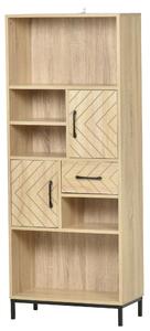 Libreria 60x30x150 cm con Ante e Cassetti in Legno