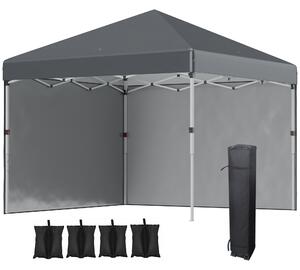 Outsunny Pergola da giardino pop-up pieghevole regolabile in altezza protezione UV 30+ 2 pareti laterali sacco di trasporto incluso
