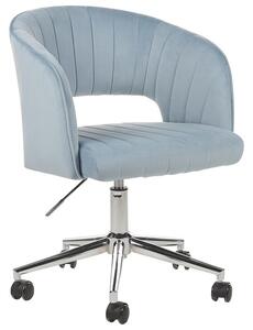 Sedia girevole da ufficio in velluto blu regolabile in altezza e con schienale imbottito Beliani