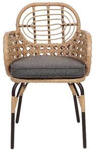 Set di 4 sedie in rattan con cuscino di seduta e poggia braccia naturale intrecciato stile boho esterni interni Beliani