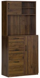 Mobile Credenza 3 Cassetti 2 Ante 3 Ripiani 80x40x178 cm in Legno Noce