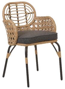 Set di 6 sedie in rattan con cuscino di seduta e poggia braccia naturale intrecciato interni ed esterni stile boho Beliani