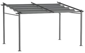 Outsunny Pergola retrattile 4 x 3 m struttura metallo resina epossidica anticorrosione telo Poliestere 180 g/m² Incluso Grigio