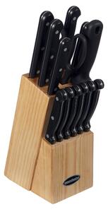 Ceppo in Legno 11 Coltelli 1 Forbice 1 Affilacoltelli Collection Nero