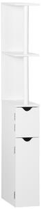 Mobile a Colonna 2 Ripiani 2 Armadietti 15,2x29,8x118 cm in MDF e Legno Truciolare Bianco