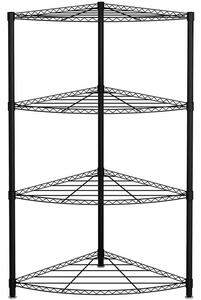 Scaffale Angolare 4 Ripiani 44x44x117 cm in Metallo Ford Nero