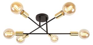 Lampada da soffitto intelligente nera con oro 6 luci incl. Wifi G95 - Sydney
