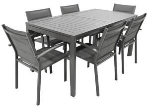 Set Tavolo e 6 Sedie da Giardino in Alluminio e Textilene Antracite