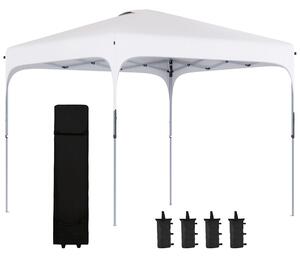 Outsunny Tonnelle 2,5 x 2,5 m gazebo da giardino Pop-up pieghevole altezza regolabile su 4 livelli tessuto Oxford anti-UV50+ telaio in acciaio sacco trasportabile incluso bianco