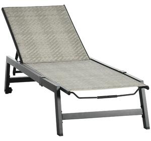 Lettino Prendisole da Giardino 162x60x90 cm in Rattan e Alluminio Nero e Grigio