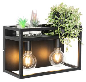 Lampada da parete intelligente nera con mensola incl. 2 WiFi G95 - Cage Rack