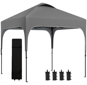 Outsunny Gazeb0 da giardino Pop-up pieghevole 2,5 x 2,5 m altezza regolabile tessuto Oxford anti UV50+ struttura in acciaio sacca per il trasporto