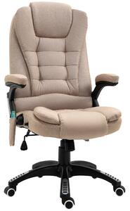 Sedia Poltrona da Ufficio Presidenziale Massaggiante in Tessuto Beige