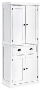 Credenza Cucina 76x40,5x184 cm con Armadietti e 1 Cassetto Bianco