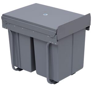 Pattumiera Differenziata 3 Contenitori 48x34,2x41,8 cm 40lt per Mobili Grigio
