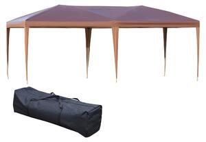 Outsunny Gazebo da giardino pop-up pieghevole 6L x 3l x 2,7H m sacco incluso acciaio epossidico oxford alta densità marrone