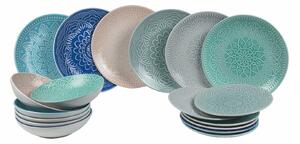 Servizio Piatti 18 Pezzi in Gres Multicolor VdE Tivoli 1996 Luxor