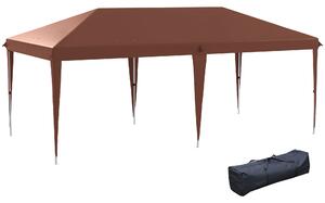 Outsunny Gazebo 6 x 3 m barnum da giardino pop-up pieghevole con borsa inclusa acciaio epossidico Oxford ad alta densità marrone