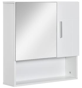 Mobiletto Specchiera da Bagno 2 Ante 1 Ripiano 54x15,2x55,3 cm in Legno Bianco