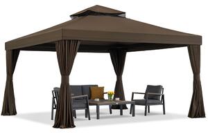 Padiglione da giardino marrone con tende Valencia 4x4m Garden Point
