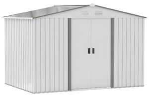 Casetta da Giardino con Doppie Porte Scorrevoli 277x195x192 cm in Acciaio e Polipropilene Argento