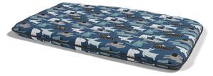 Cuscino Imbottito per Cani e Gatti 60x100 cm in Microfibra Blu Dogs
