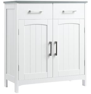 Mobiletto Bagno 2 Ante 2 Cassetti 1 Ripiano 68x33x76 cm in MDF Bianco