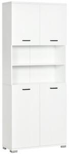 Mobile Bagno 4 ante 2 Ripiani 80x33,5x190 cm in Truciolato Bianco