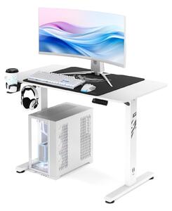 Scrivania Moderna Per Computer Bianca Con Piano In Vetro Temperato Robusto Telaio In Metallo, Ideale Per Casa, Ufficio O Postazione Di Lavoro Di Studio - Foto 4