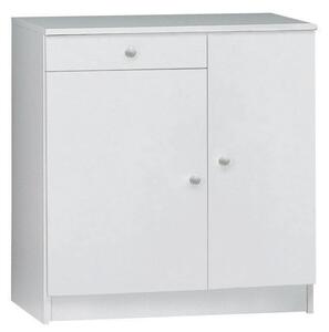 Mobile 2 Ante 1 Cassetto 77x80x34 cm Bianco Lisco