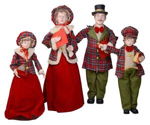 Famiglia Cantori in Plastica e Tessuto Rosso Scozzese Set 4pz cm 34x22xh96