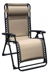Sedia Sdraio Zero Gravity Reclinabile Pieghevole 165x79x117 h cm in Metallo e Oxford Marrone