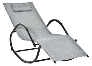 Outsunny Sedia a dondolo rocking chair ergonomica con poggiatesta removibile, braccioli e poggiapiedi rivestimento tessuto