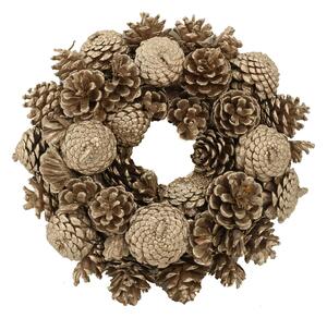 Coroncina con pigne champagne cm Ø30xh8