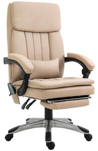 Sedia Poltrona Presidenziale Massaggiante da Ufficio in Similpelle Beige