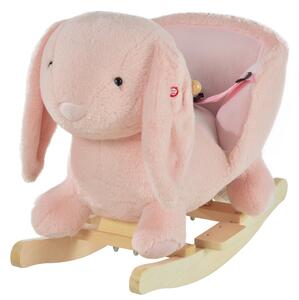 Dondolo per Bambini in Legno Coniglio in Peluche con Suoni Rosa