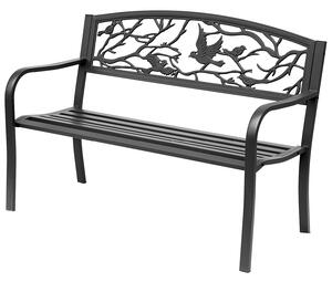 Outsunny Banco da giardino Banco 3 Posti terrazza Stile Rustico Chic 127L x 60l x 85H cm metallo resina epossidica anticorrosione Nero