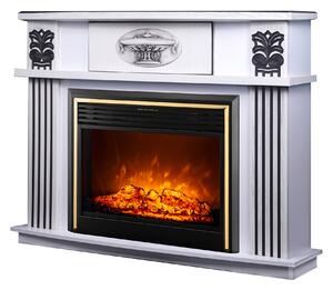 Camino Elettrico da Pavimento 112x142,8x38,5 cm Effetto Fiamma 1500W Roma & Richi Bianco