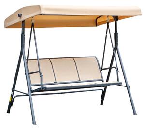 Dondolo da Giardino a 3 Posti 175x118x159 cm con Tettuccio Seduta Traspirante e Telaio in Acciaio Beige